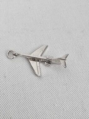 Vintage Sterling Silver Airplane Charm Bracelet Jet Plane Travel Charm